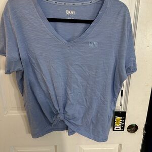 DKNY Women's Blue V-Neck Top